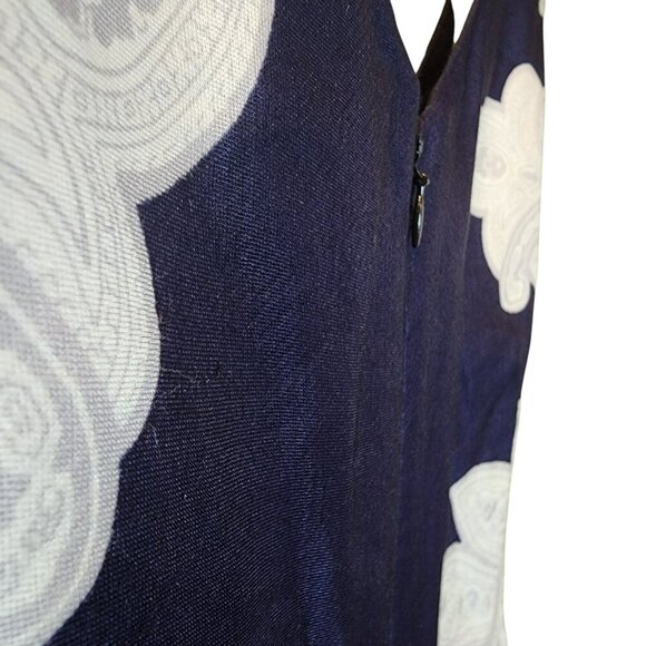Banana Republic 10 Rayon Linen Sheath Dress Navy Floral Placement Print – EUC - Picture 8 of 9